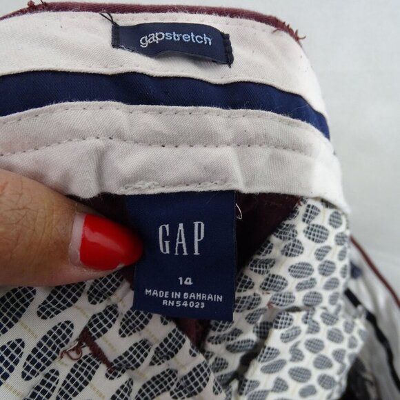 Gap Stretch Straight Chino Cropped Pants Women Size 14 Burgundy Red Pockets - Picture 8 of 15